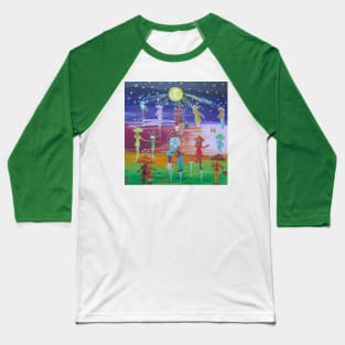 Colourful Umbrellas in a Stary Sky Baseball T-Shirt